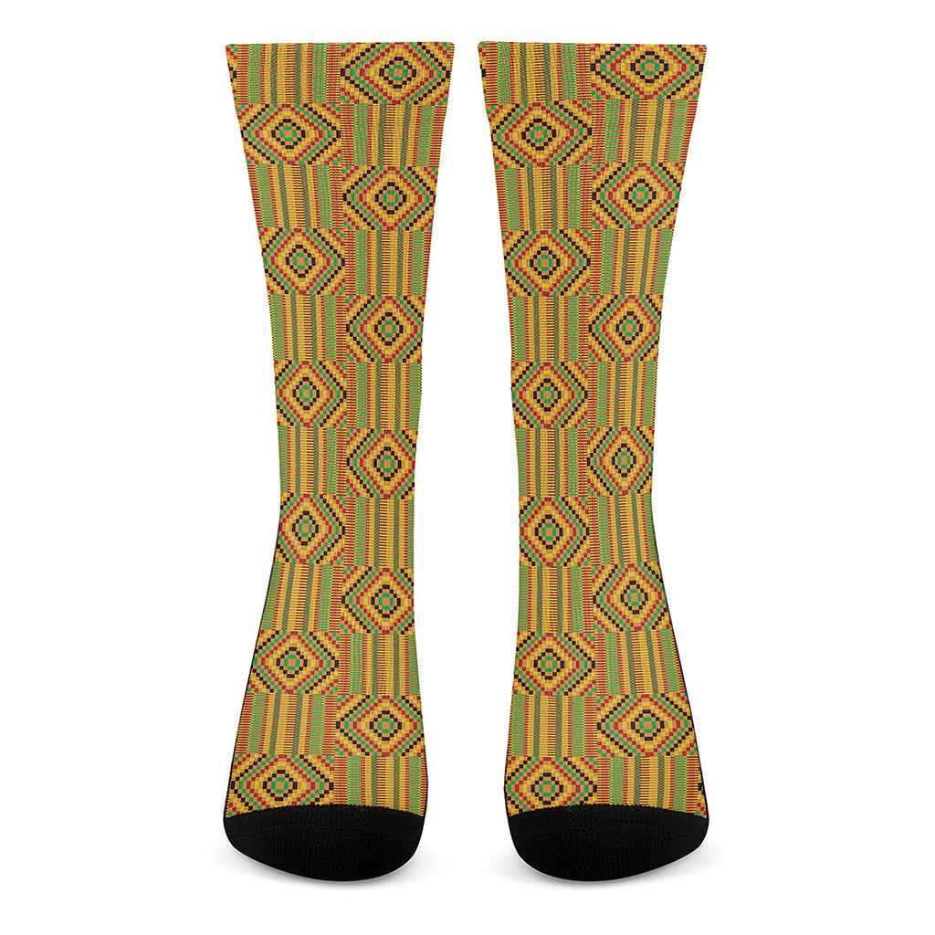 Ashanti Kente Pattern Print Crew Socks