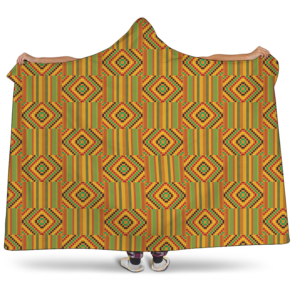 Ashanti Kente Pattern Print Hooded Blanket