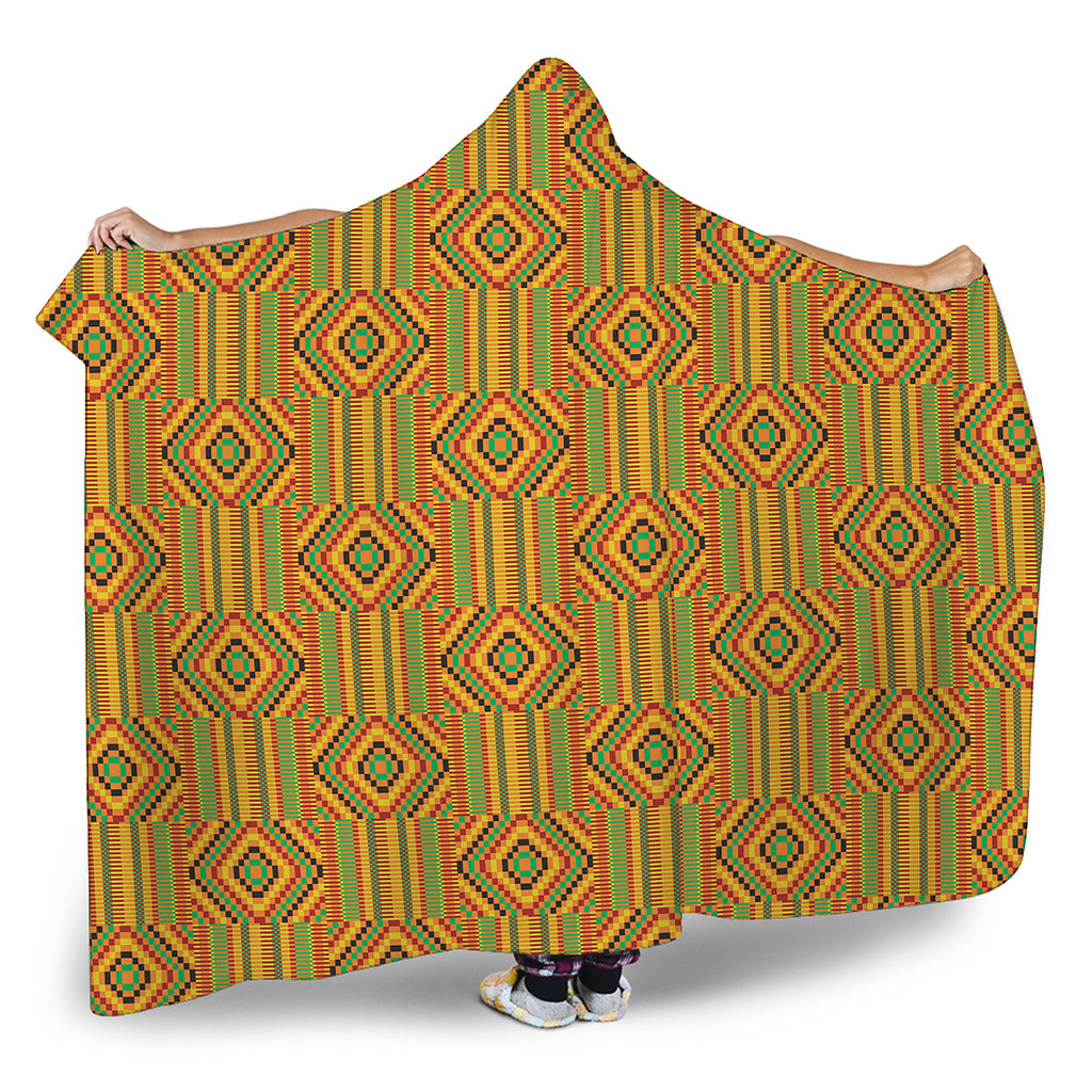 Ashanti Kente Pattern Print Hooded Blanket