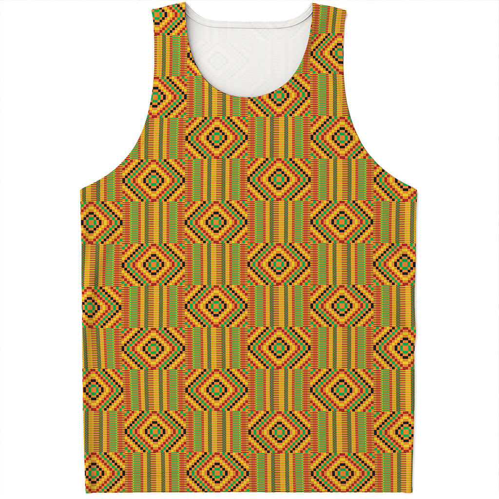 Ashanti Kente Pattern Print Men's Tank Top