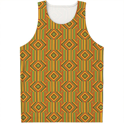 Ashanti Kente Pattern Print Men's Tank Top