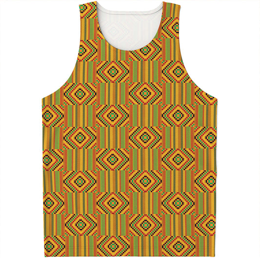Ashanti Kente Pattern Print Men's Tank Top