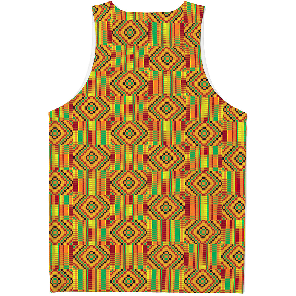 Ashanti Kente Pattern Print Men's Tank Top
