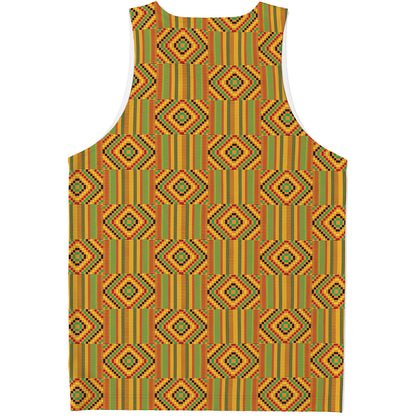 Ashanti Kente Pattern Print Men's Tank Top
