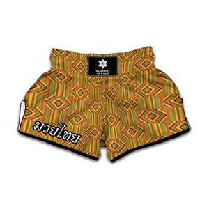 Ashanti Kente Pattern Print Muay Thai Boxing Shorts