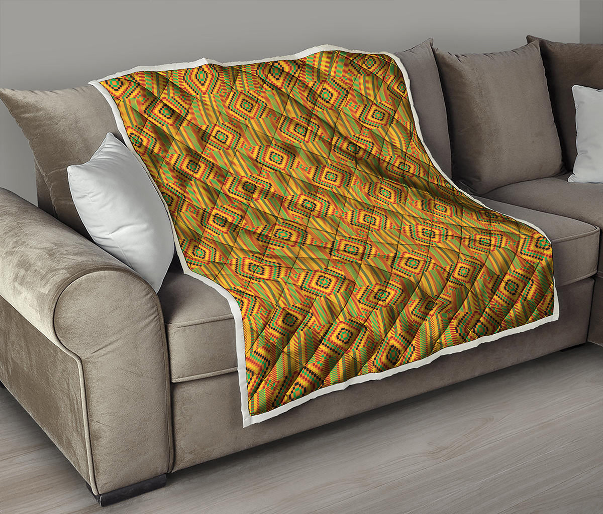 Ashanti Kente Pattern Print Quilt
