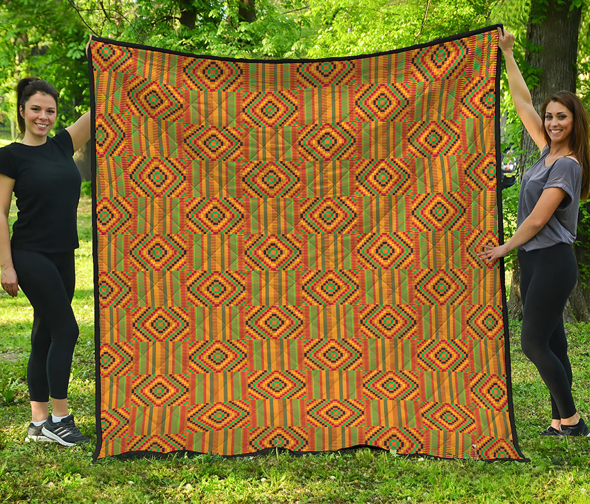 Ashanti Kente Pattern Print Quilt