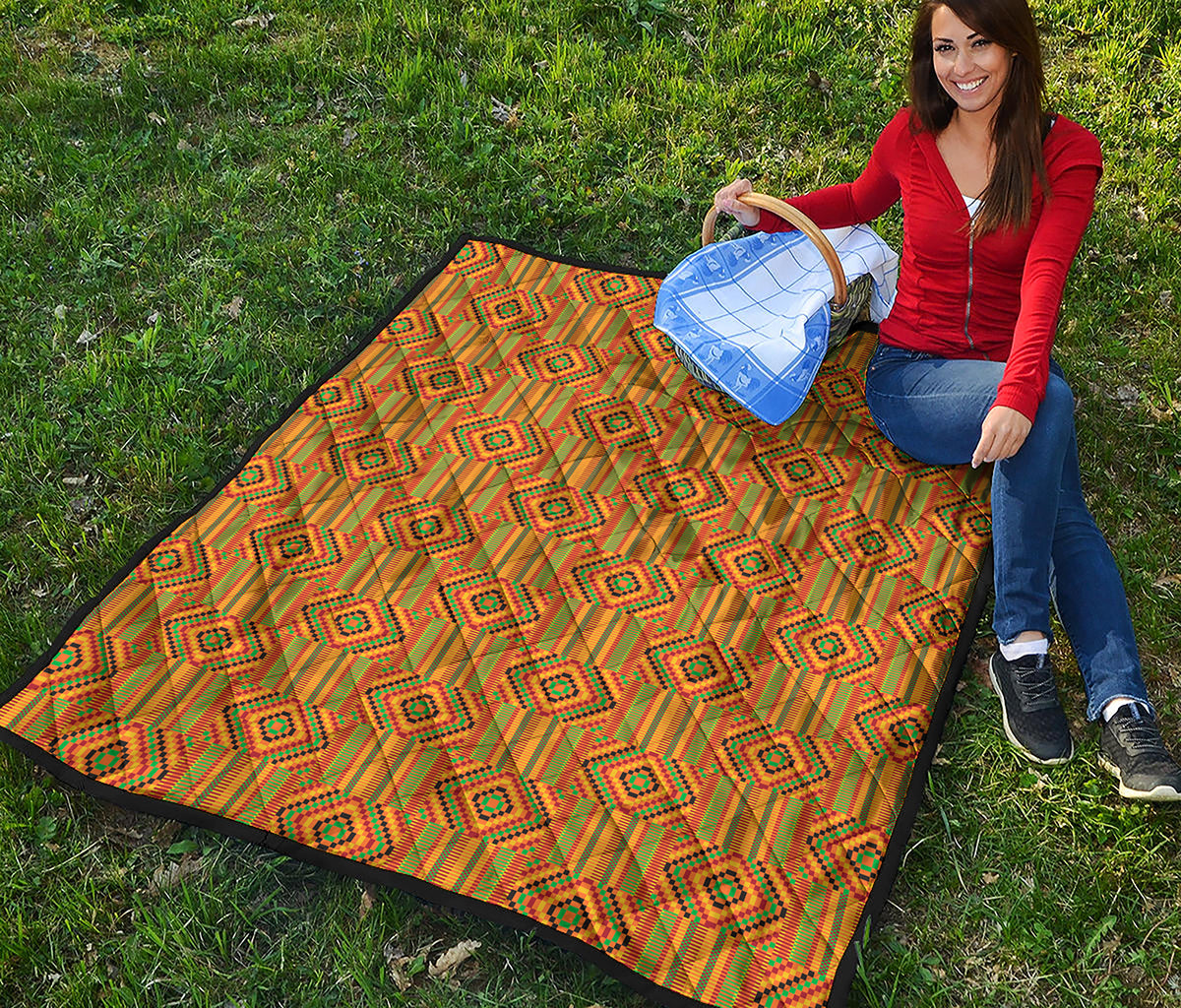 Ashanti Kente Pattern Print Quilt