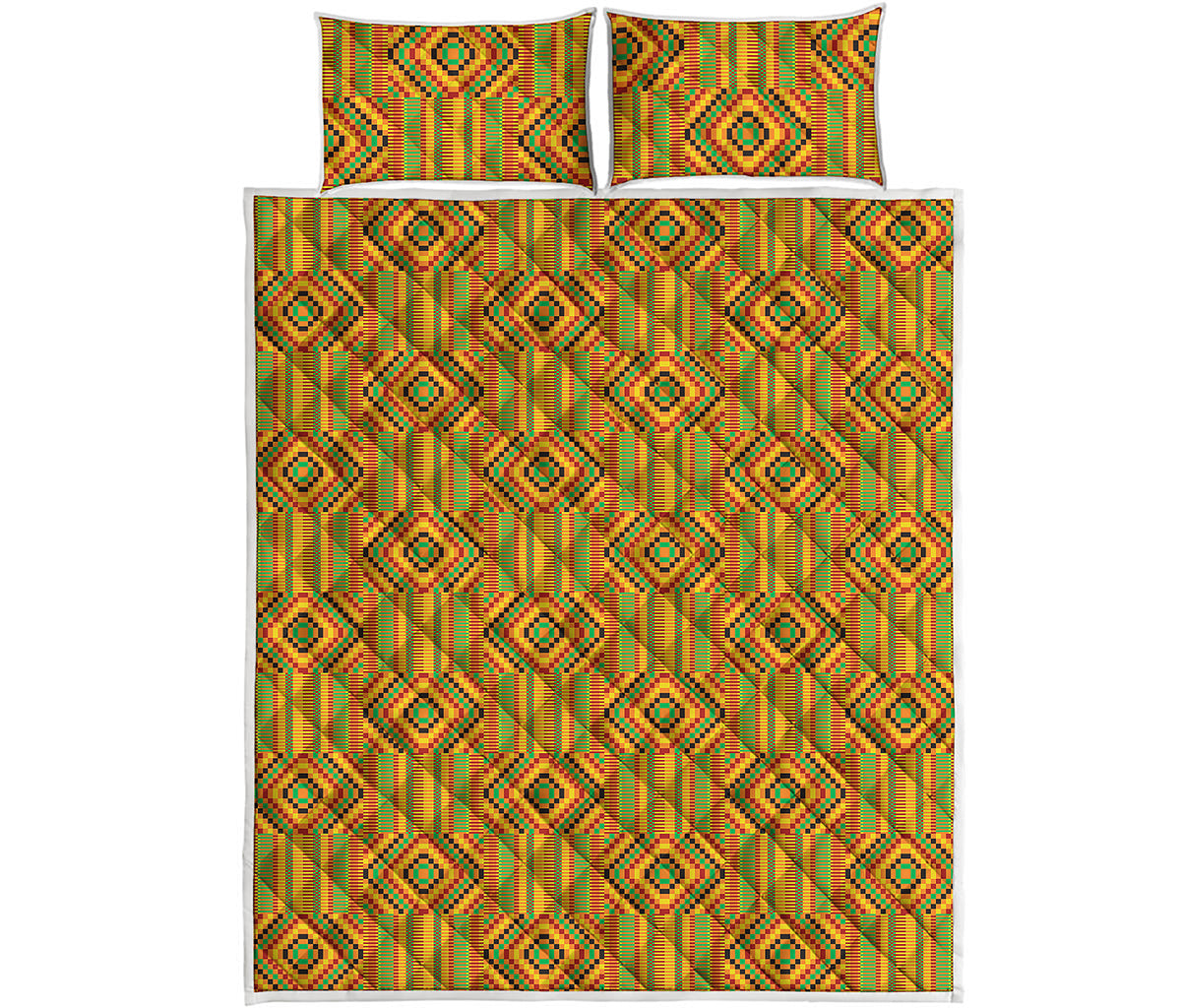 Ashanti Kente Pattern Print Quilt Bed Set