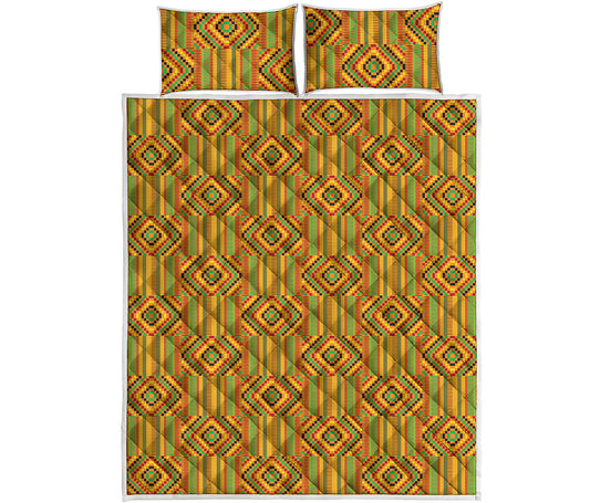 Ashanti Kente Pattern Print Quilt Bed Set