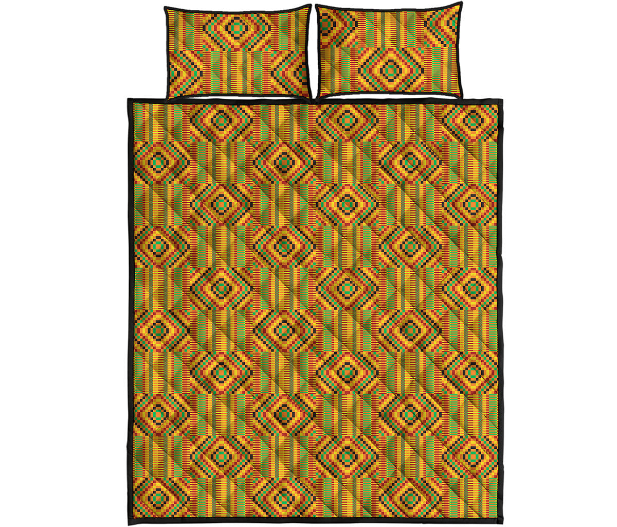 Ashanti Kente Pattern Print Quilt Bed Set