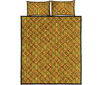Ashanti Kente Pattern Print Quilt Bed Set