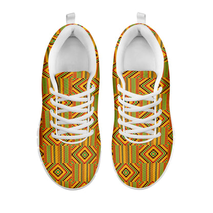 Ashanti Kente Pattern Print White Sneakers