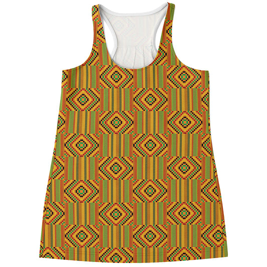 Ashanti Kente Pattern Print Women's Racerback Tank Top