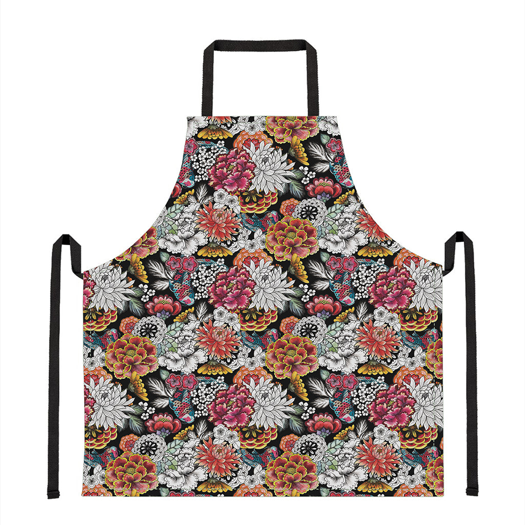 Asian Chrysanthemum Pattern Print Apron