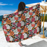 Asian Chrysanthemum Pattern Print Beach Sarong Wrap