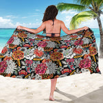 Asian Chrysanthemum Pattern Print Beach Sarong Wrap