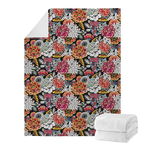 Asian Chrysanthemum Pattern Print Blanket