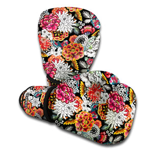 Asian Chrysanthemum Pattern Print Boxing Gloves