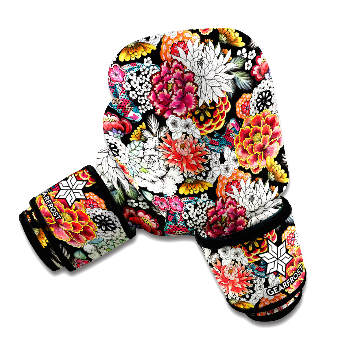 Asian Chrysanthemum Pattern Print Boxing Gloves