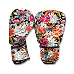 Asian Chrysanthemum Pattern Print Boxing Gloves