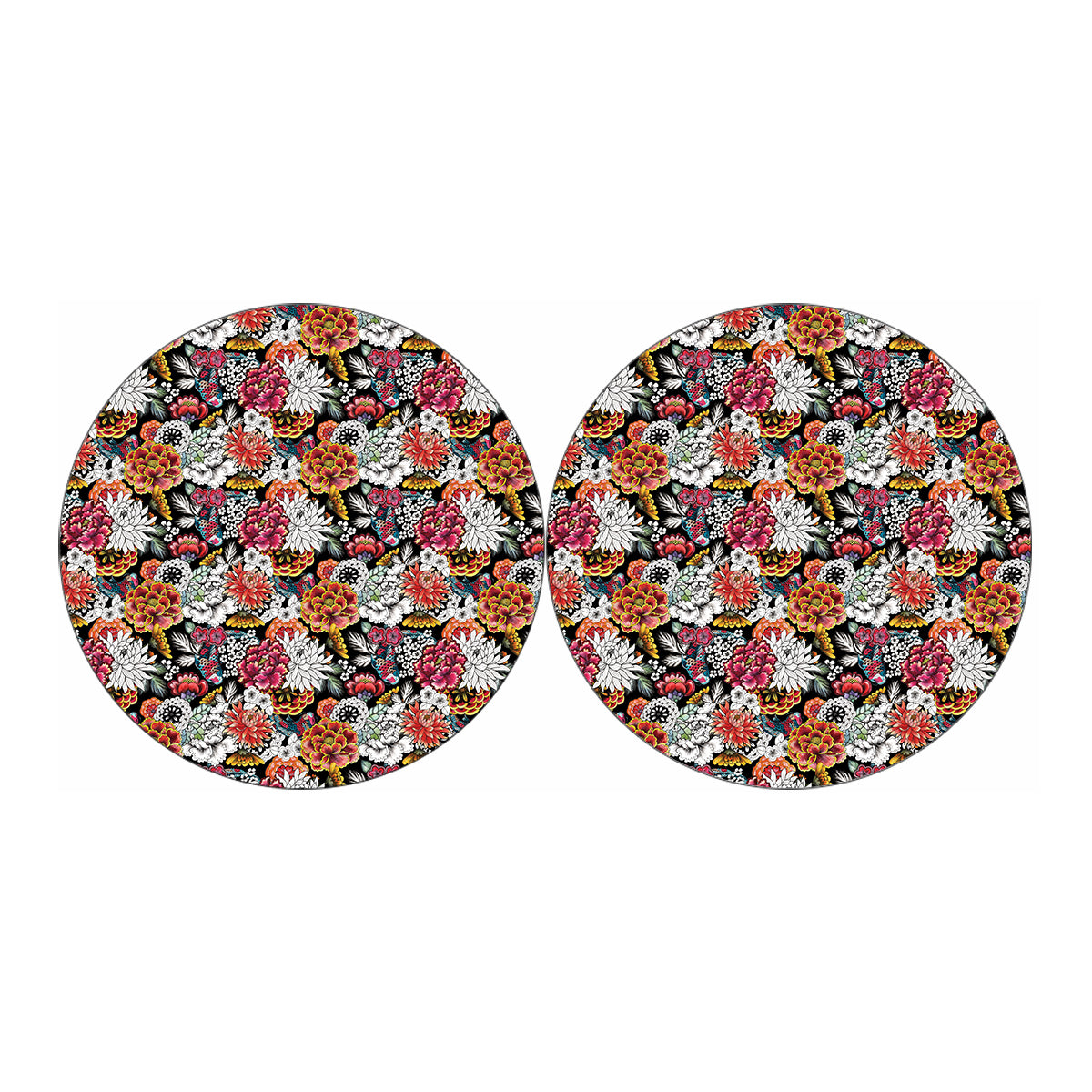 Asian Chrysanthemum Pattern Print Car Coasters