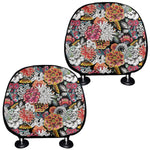 Asian Chrysanthemum Pattern Print Car Headrest Covers
