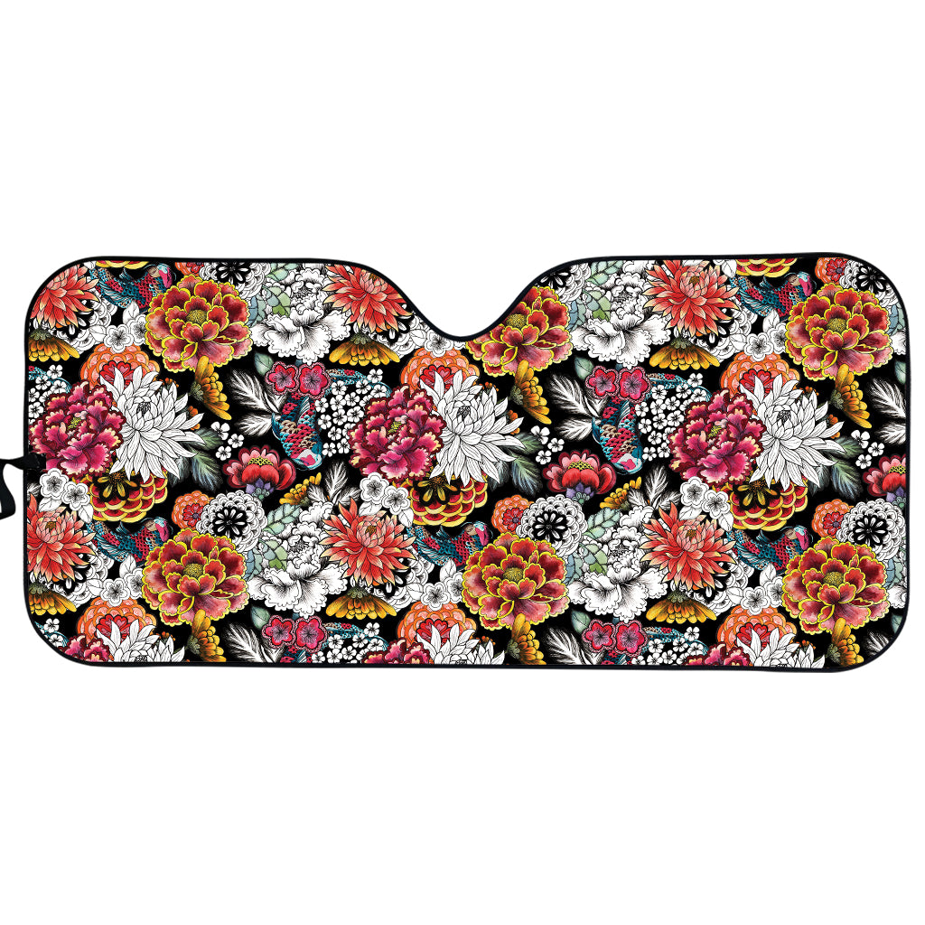 Asian Chrysanthemum Pattern Print Car Sun Shade