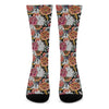 Asian Chrysanthemum Pattern Print Crew Socks