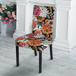 Asian Chrysanthemum Pattern Print Dining Chair Slipcover