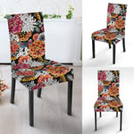 Asian Chrysanthemum Pattern Print Dining Chair Slipcover