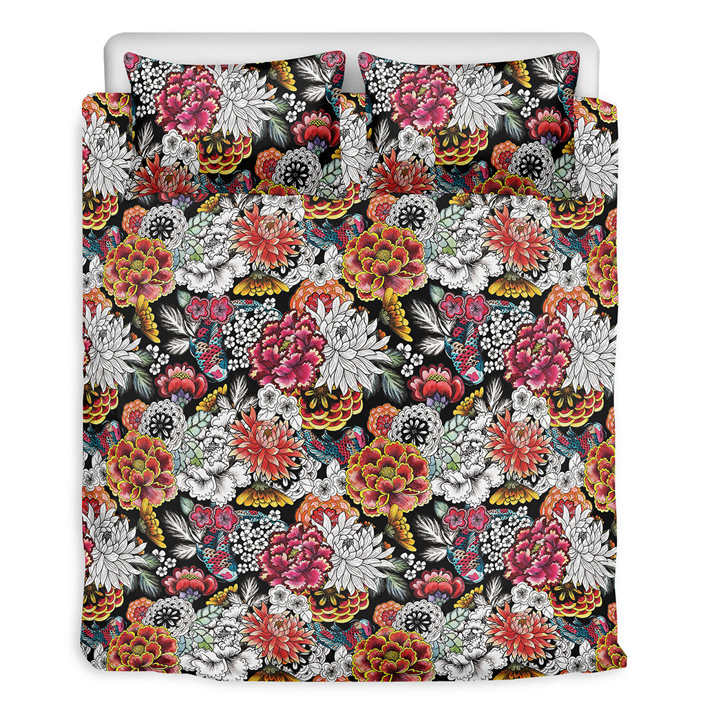 Asian Chrysanthemum Pattern Print Duvet Cover Bedding Set