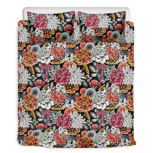 Asian Chrysanthemum Pattern Print Duvet Cover Bedding Set
