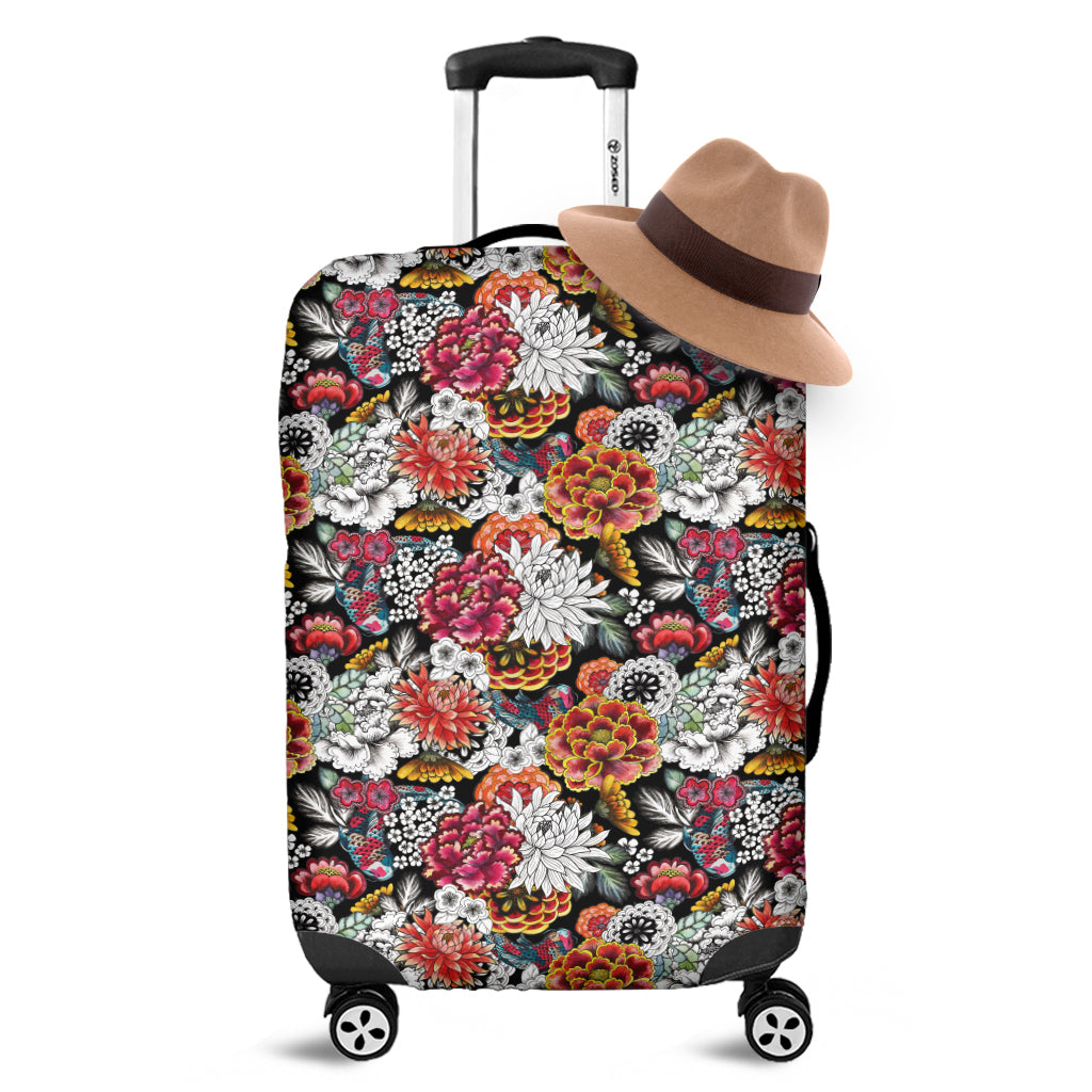 Asian Chrysanthemum Pattern Print Luggage Cover