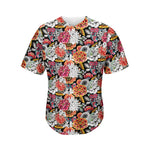 Asian Chrysanthemum Pattern Print Men's Baseball Jersey