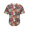 Asian Chrysanthemum Pattern Print Men's Baseball Jersey