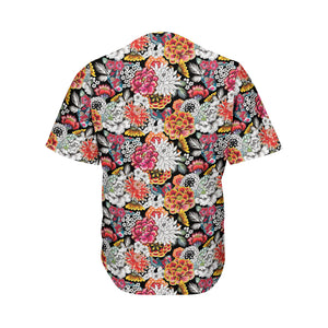 Asian Chrysanthemum Pattern Print Men's Baseball Jersey