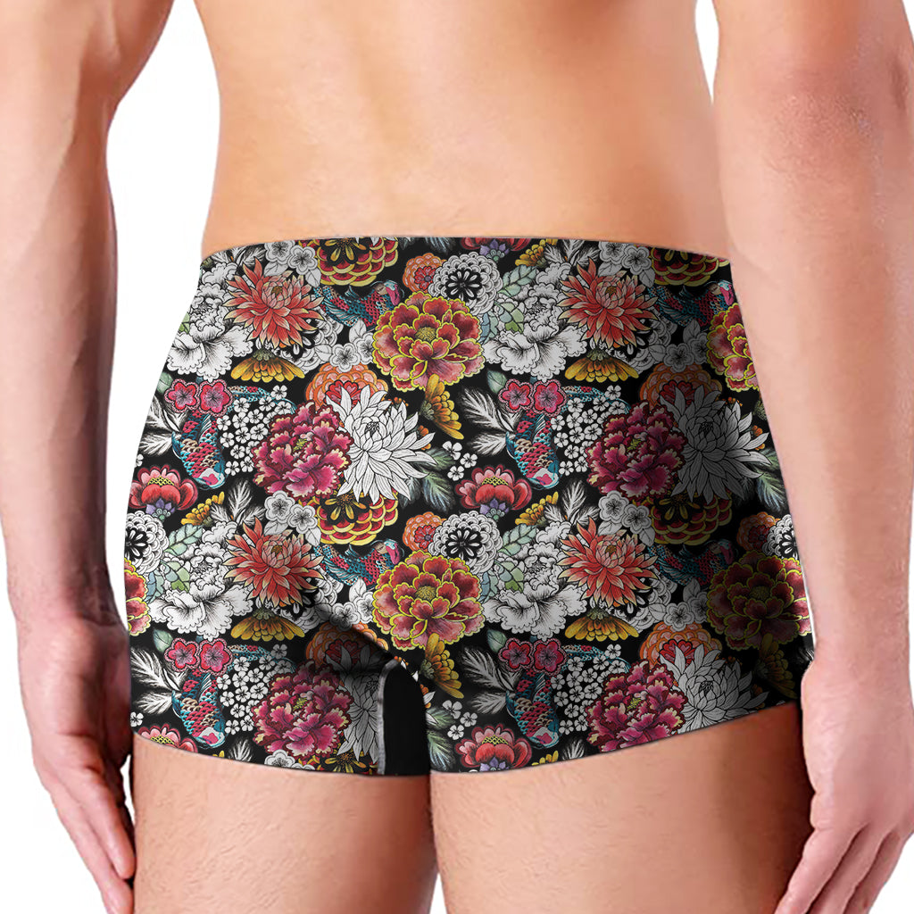 Asian Chrysanthemum Pattern Print Men's Boxer Briefs