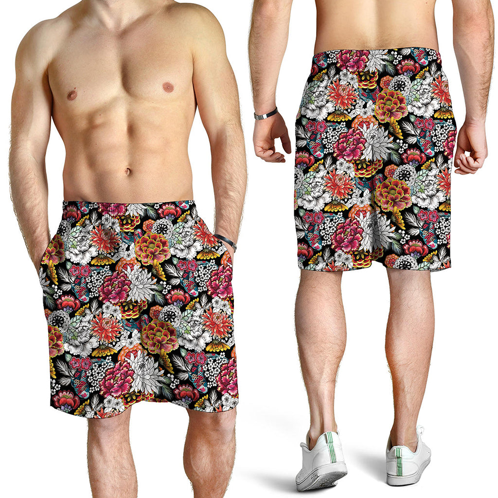 Asian Chrysanthemum Pattern Print Men's Shorts