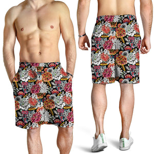 Asian Chrysanthemum Pattern Print Men's Shorts