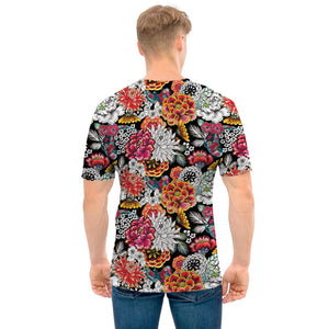 Asian Chrysanthemum Pattern Print Men's T-Shirt