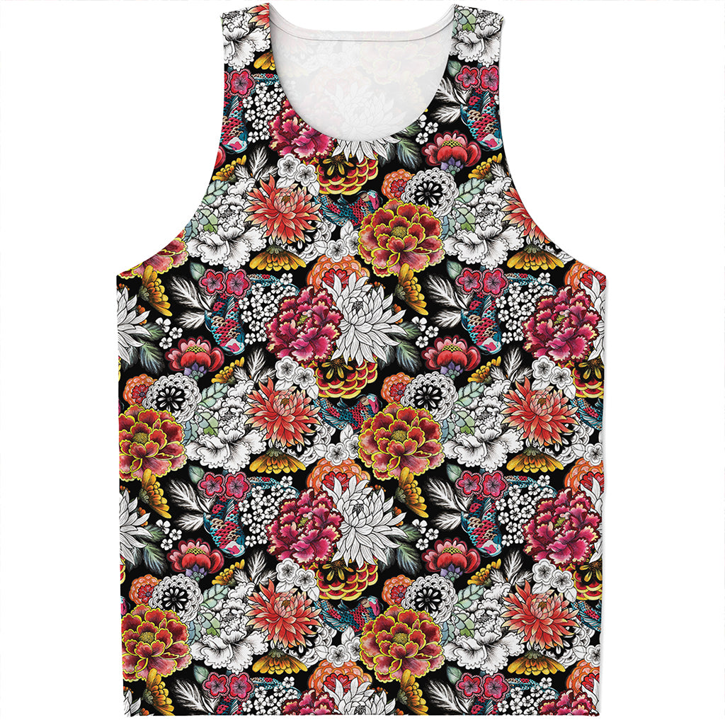 Asian Chrysanthemum Pattern Print Men's Tank Top