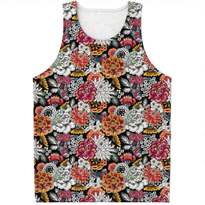 Asian Chrysanthemum Pattern Print Men's Tank Top