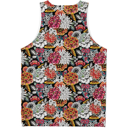Asian Chrysanthemum Pattern Print Men's Tank Top
