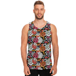 Asian Chrysanthemum Pattern Print Men's Tank Top