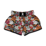 Asian Chrysanthemum Pattern Print Muay Thai Boxing Shorts