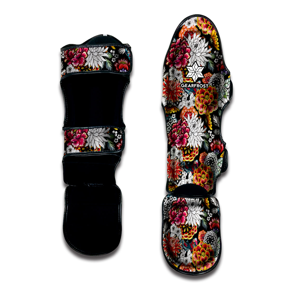 Asian Chrysanthemum Pattern Print Muay Thai Shin Guard