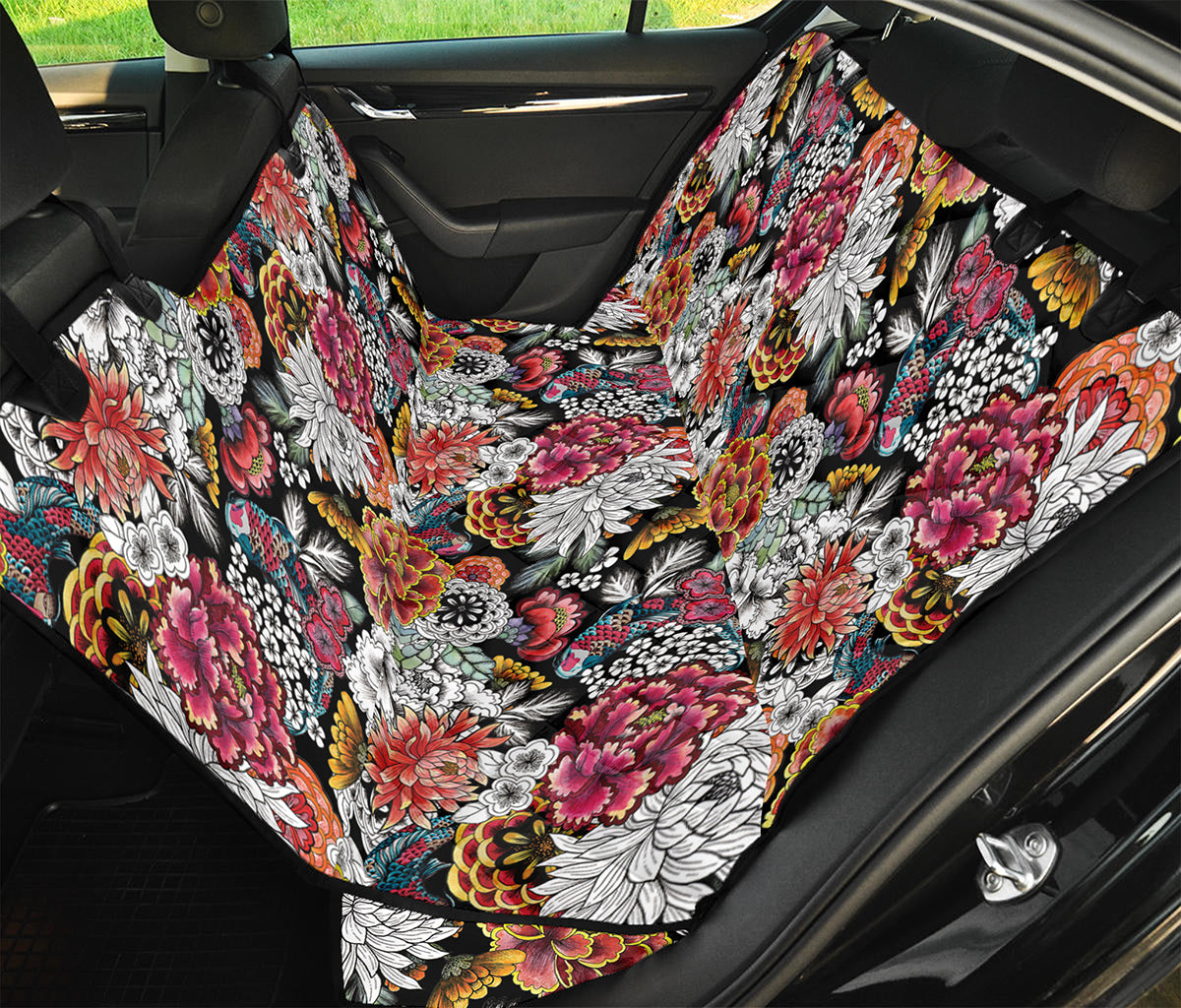 Asian Chrysanthemum Pattern Print Pet Car Back Seat Cover