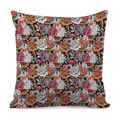 Asian Chrysanthemum Pattern Print Pillow Cover