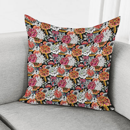 Asian Chrysanthemum Pattern Print Pillow Cover